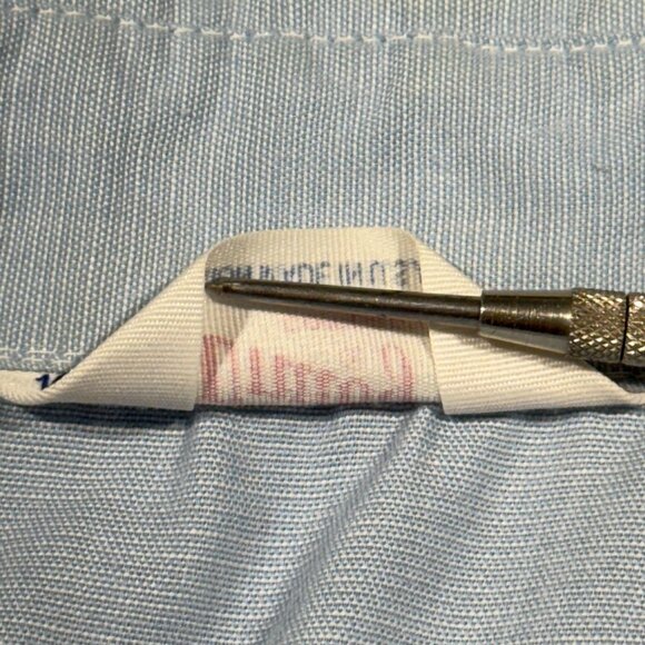 Vintage Unitog Strohs Beer Work Shirt 16-16.5 Blue large 60's - Picture 6 of 16